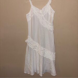 Phool Elegant White Midi Fit and Flare Timeless Occasion Wedding Summer Dress L